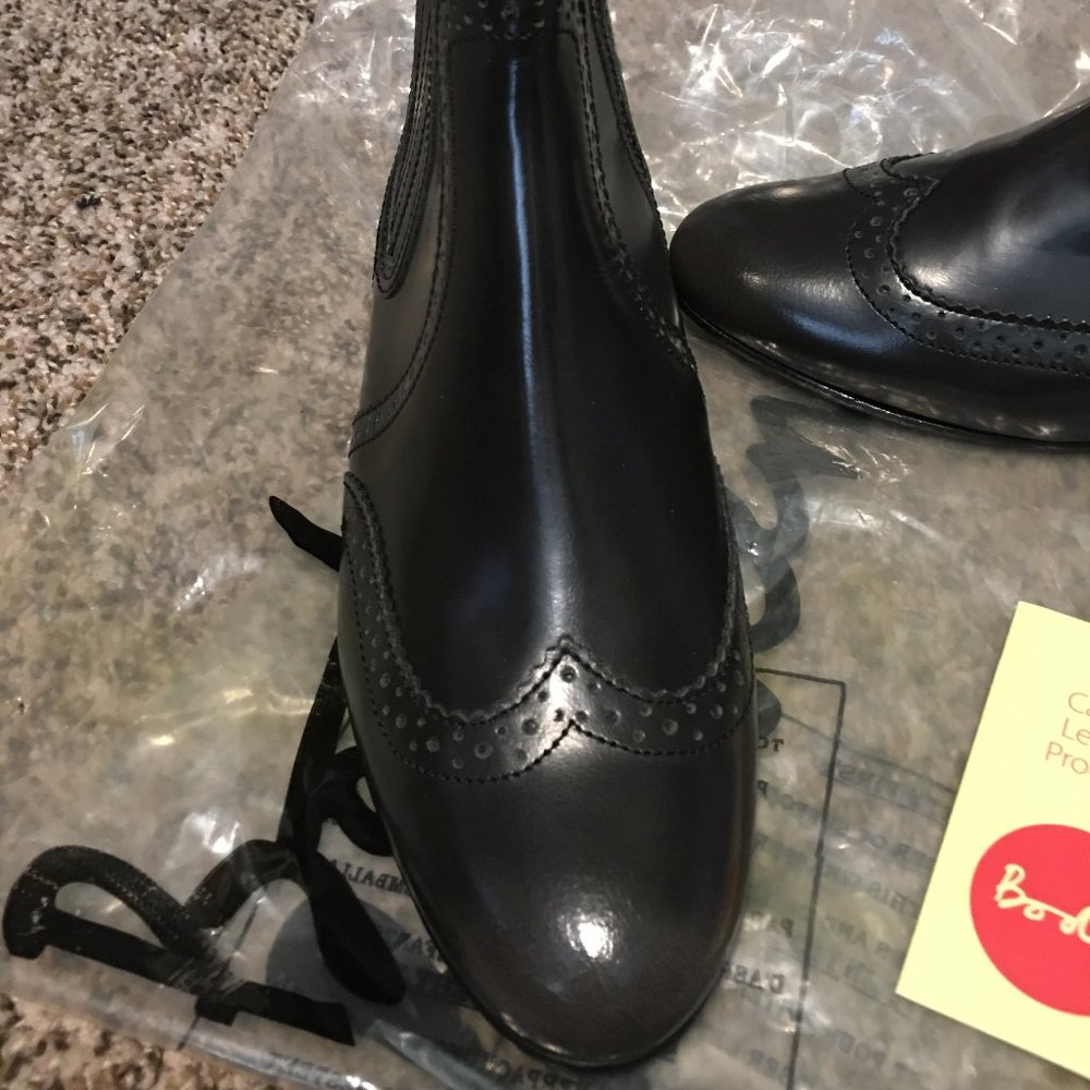 NEW Boden Brogued Chelsea Boots Black Leather 38